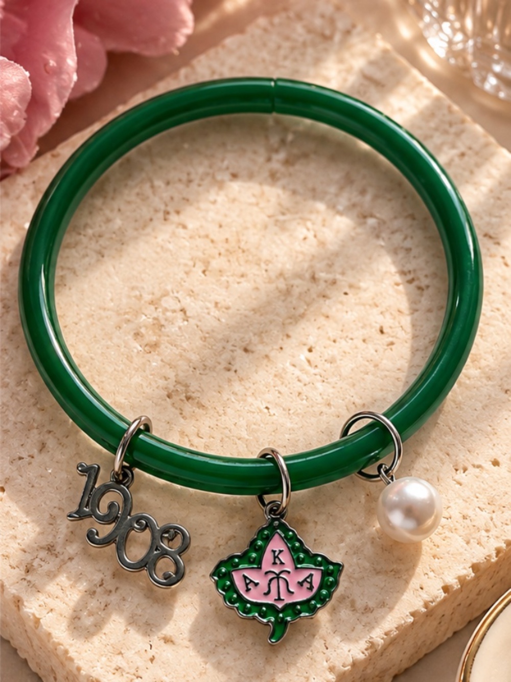 AKA 1908 Pink & Green Bangle Bracelet